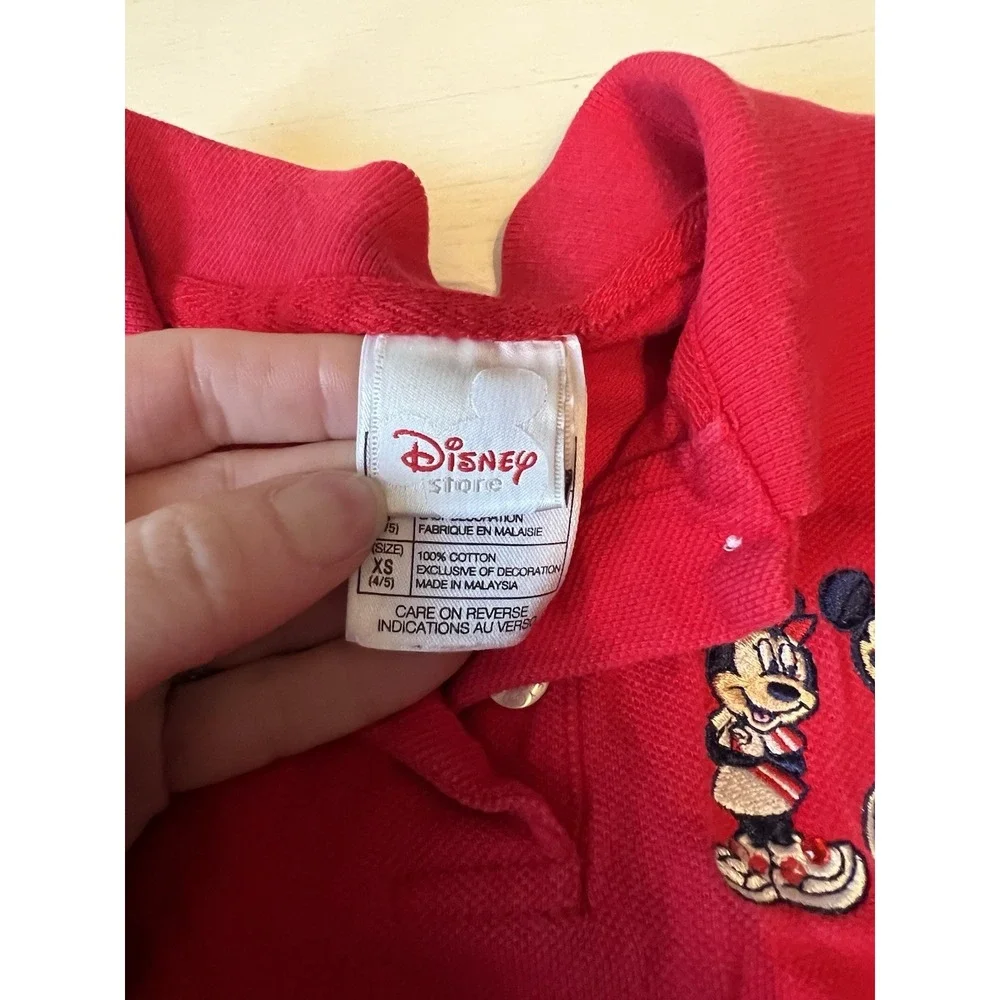 Disney Store Girls Red Mickey Minnie Mouse‎ Tennis Polo Dress XS 4/5 Cotton Vtg